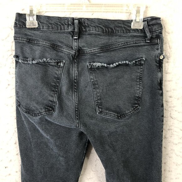 Agolde Jeans Womens 29 Black Charcoal Skinny Ankle Raw Hem Distressed Denim - Picture 10 of 16
